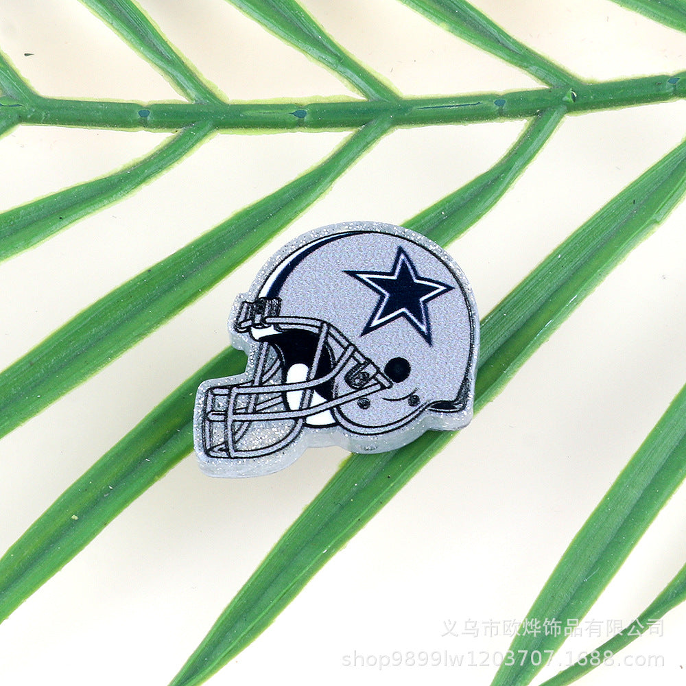Wholesale 5pcs Acrylic Rugby Straight Hole Cartoon Beads