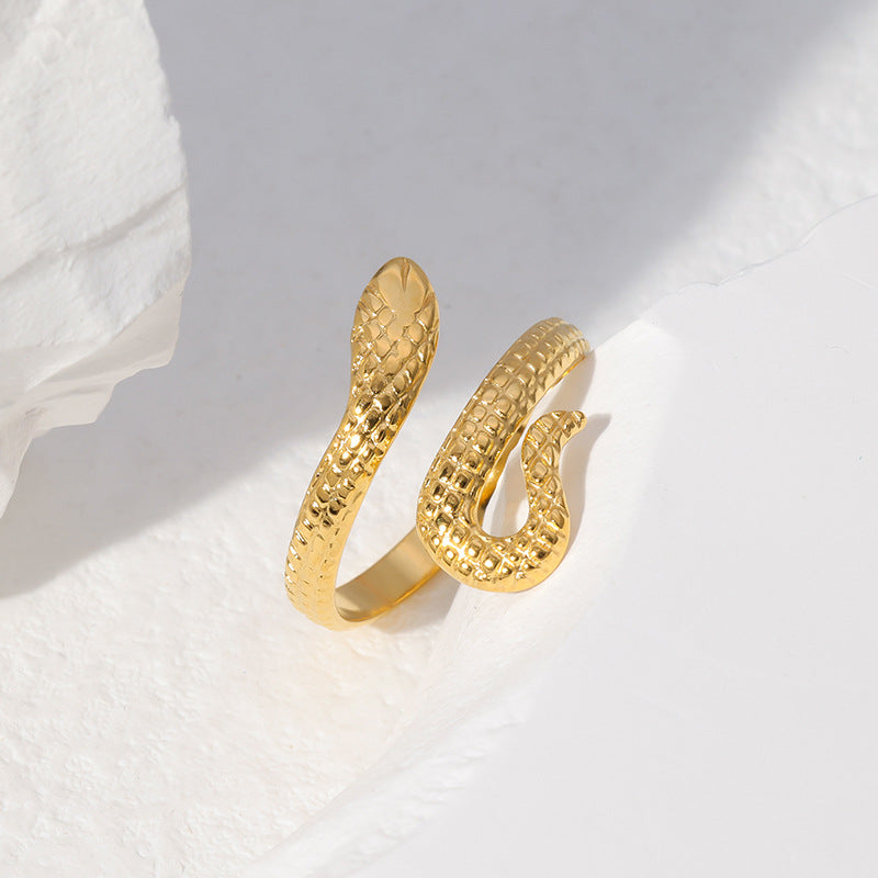 Wholesale Snake Design Adjustable Stainless Steel Ring Unisex Everyday Jewelry Fashion Accessory Gift