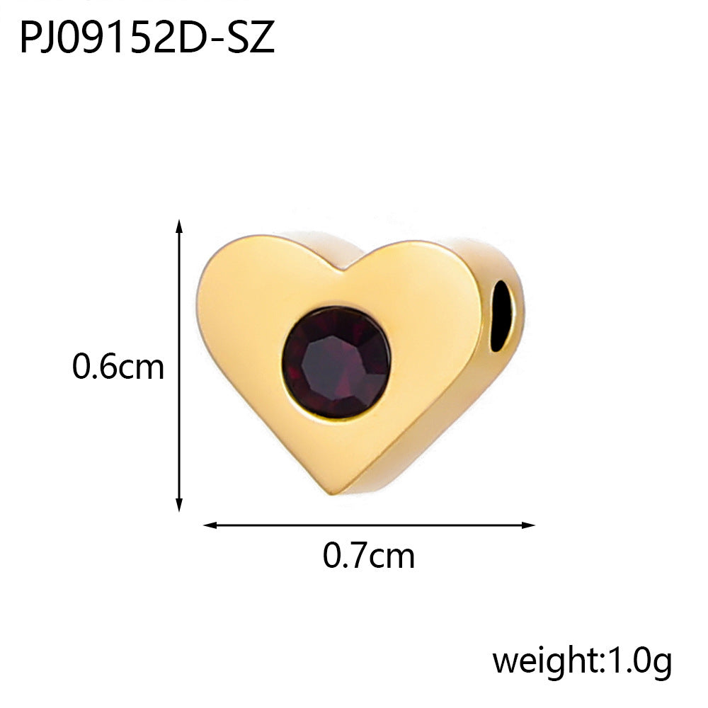 Wholesale Heart DIY stainless steel December birthstone set peach heart pendant