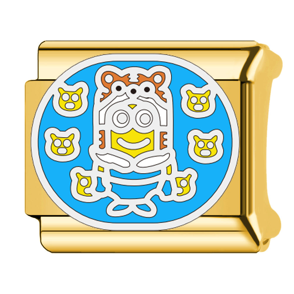 Wholesale Chinese Zodiac Animals 18K Gold Plated Stainless Steel Italian Cartoon DIY Minions Modular Bracelet Accessories