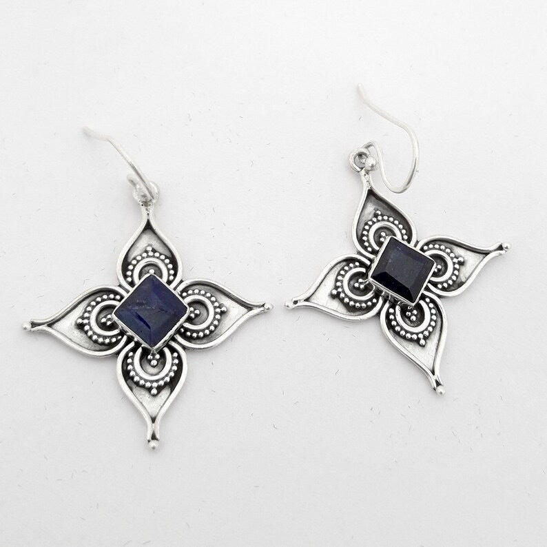 Wholesale Creative geometric sapphire diamond earrings