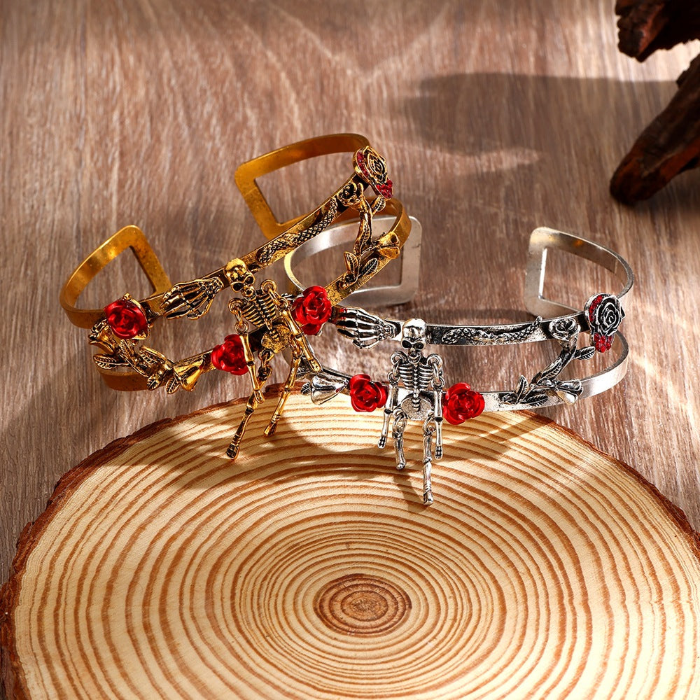 Wholesale Fashion Punk Skull Snake Arm Cuff Antique Silver Alloy Resale Jewelry Accessory