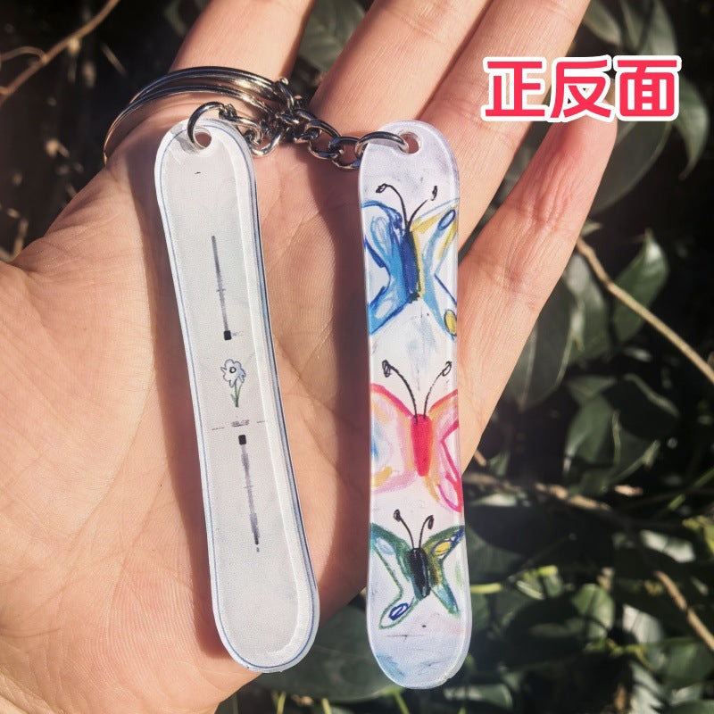 Wholesale Skiers with snowboard snowboard acrylic keychain
