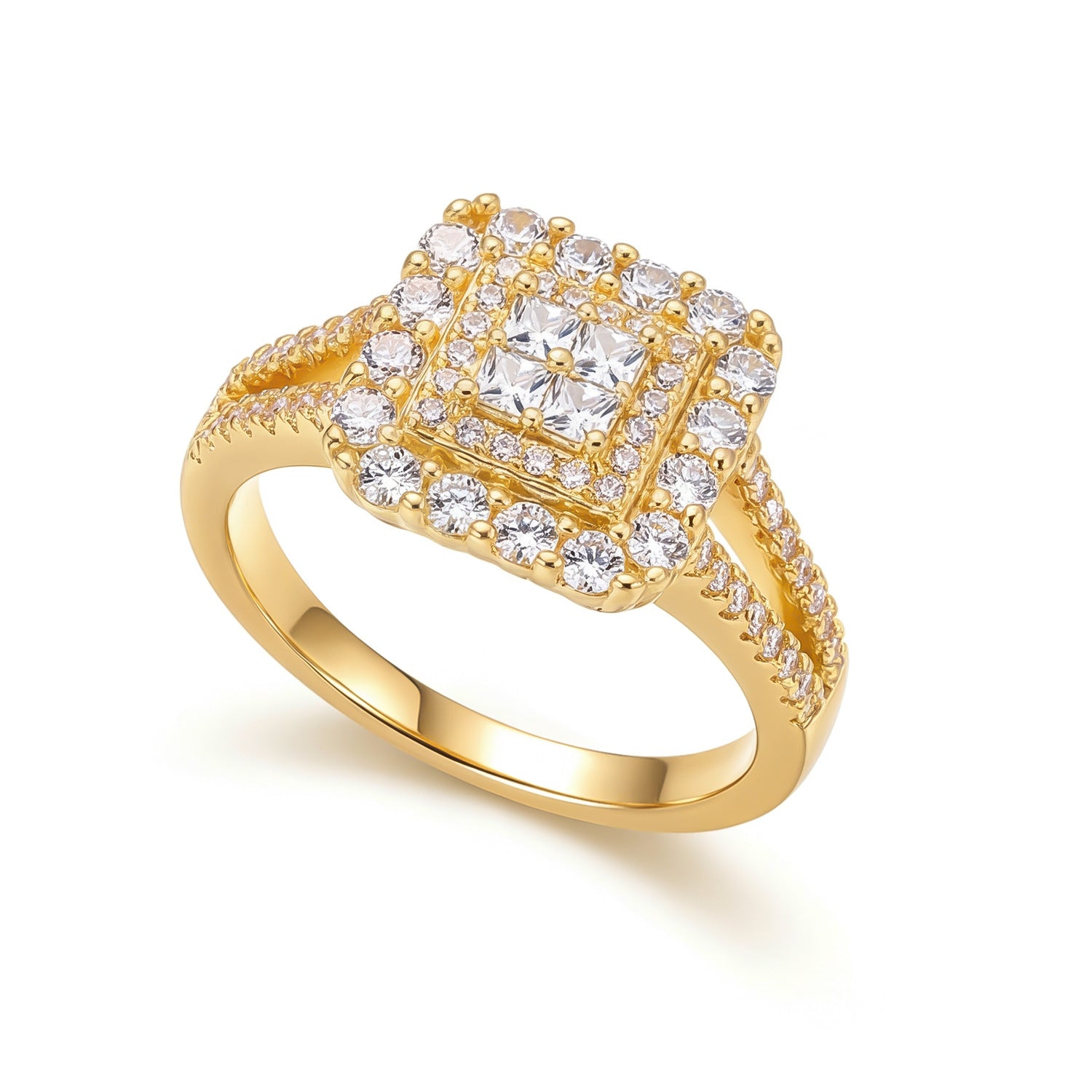 Wholesale Three In One Heart Shaped Copper Zircon Ring Trendy Everyday Jewelry Accessory