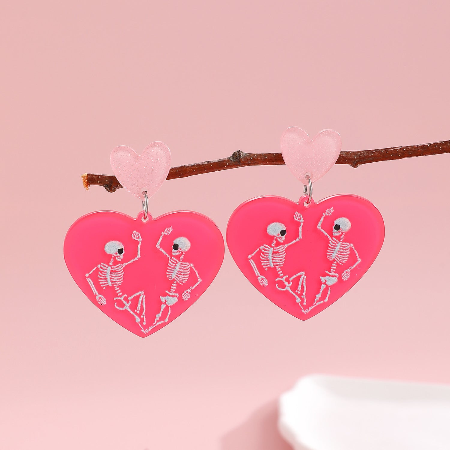 Wholesale Casual Acrylic Heart Skull Earrings  Pumpkin Design Party Jewelry Accessory Boutique Resale