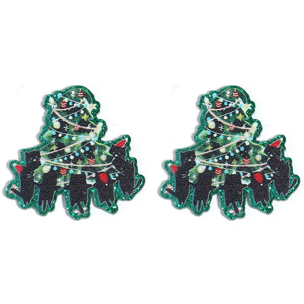 Wholesale 10pcs Acrylic Single-sided Printed Christmas Tree Pendant