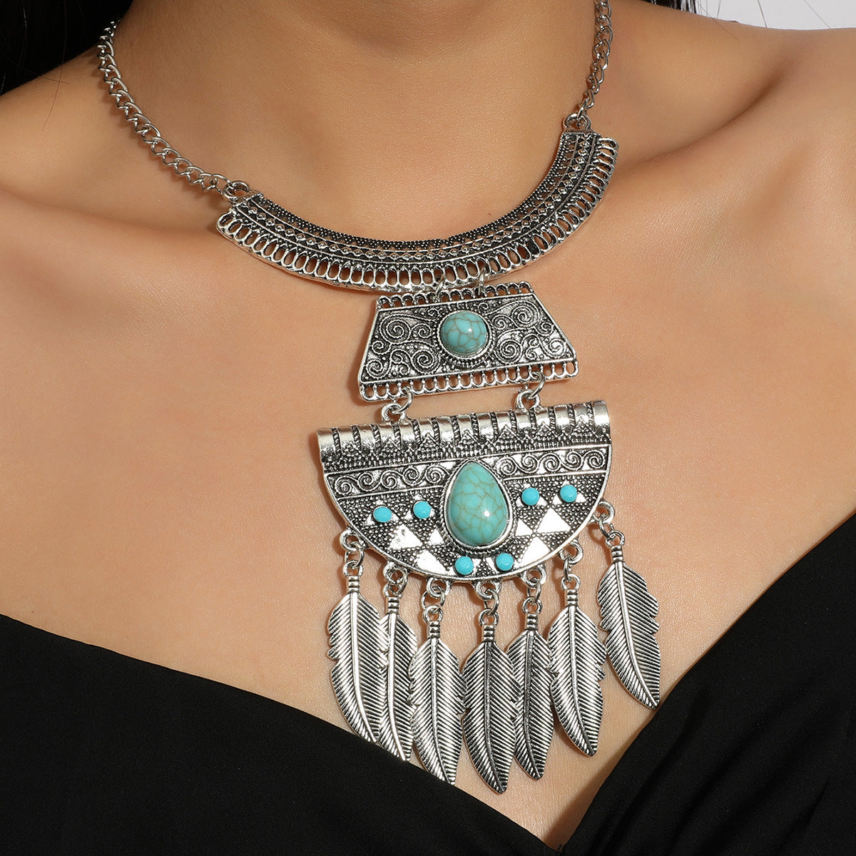 Wholesale Vintage Turquoise Alloy Necklace ACC-NE-JunJie005