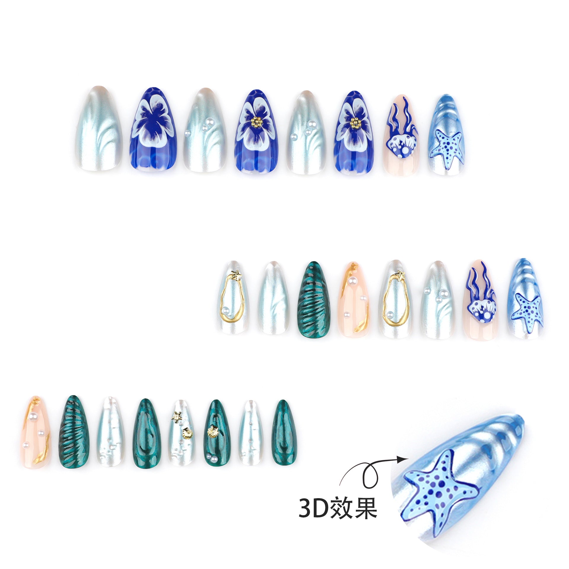 Wholesale 24 Pieces/box Ocean Pearl Nails Kits Nail Stickers