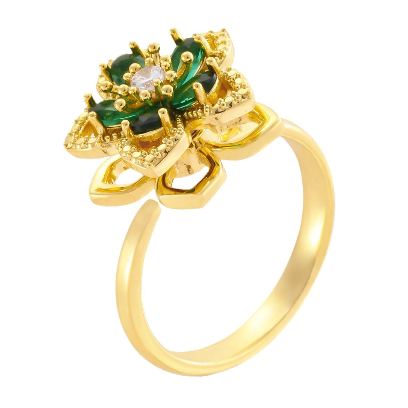 Wholesale Gold Plated Adjustable Rotating Ring Star Moon Zircon Women' s Fashion Jewelry Gift