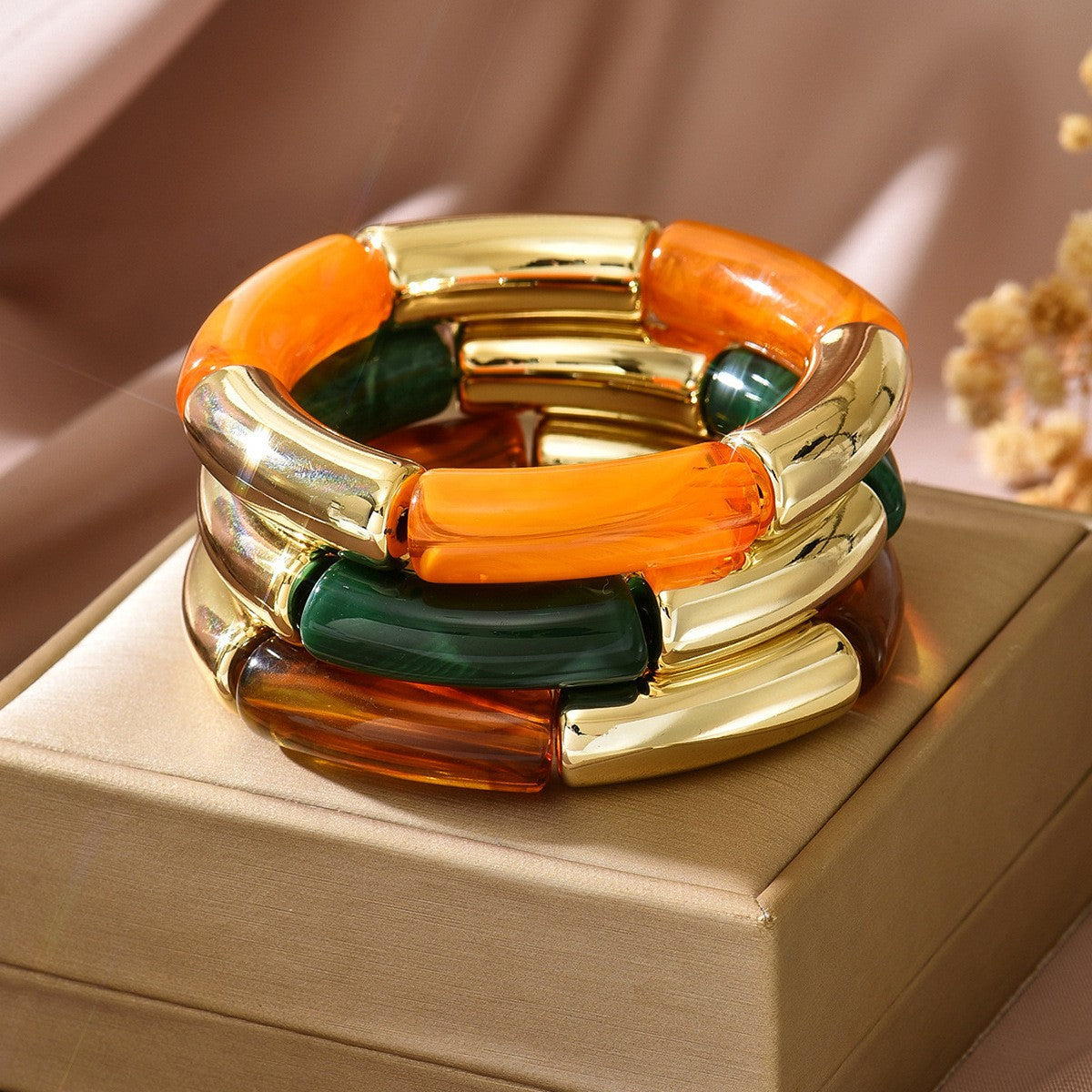Wholesale Bohemian Style Resin Bracelet Set Elegant Irregular Design Fashion Jewelry Accessory
