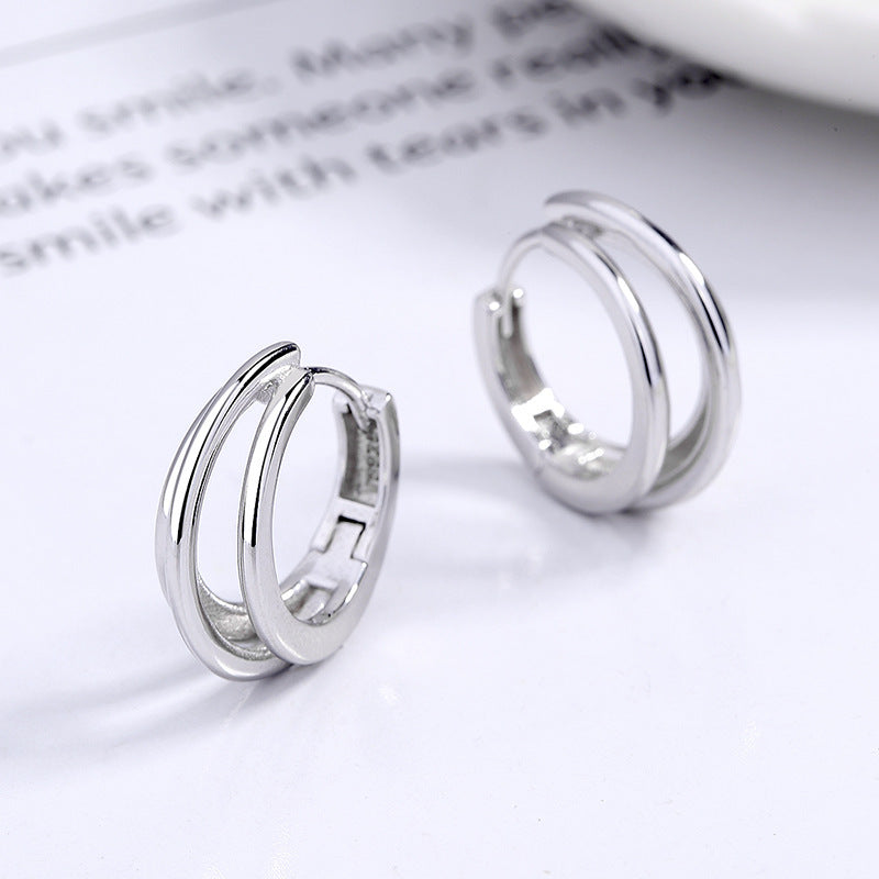 Wholesale S925 Sterling Silver Multi-layer Hollow Earrings