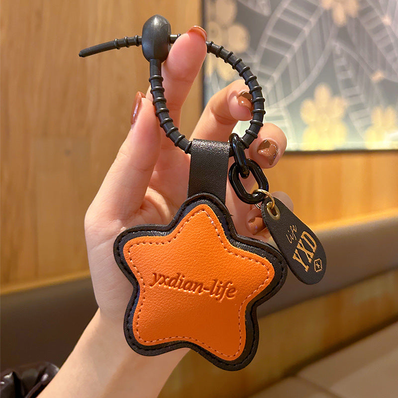 Wholesale Trendy Yellow Leather Heart Keychain Bag Charm Decorative Gift For Students