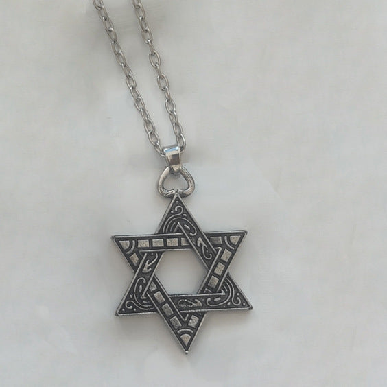 Wholesale Retro Hexagram Star Pendant Necklace For Men Double Sided Alloy Jewelry Fashion Gift Accessory