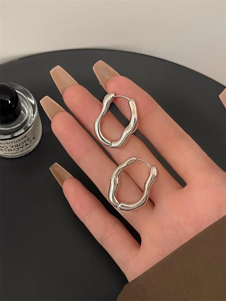 Wholesale 925 silver needle geometric ear buckle women's new fashion personalized design earrings elegant simple earrings