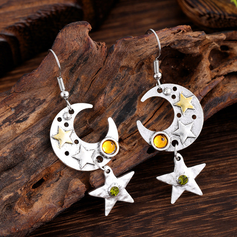 Wholesale Creative New Star Moon Pendant Earrings