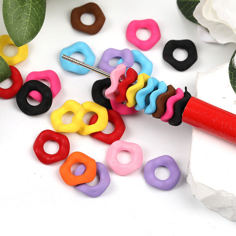 Wholesale 200PCS Macaron Paint Round Wave Spacer DIY Beaded Pen Mobile Phone Acrylic Beads Chain Accessories ACC-BDS-BLG038