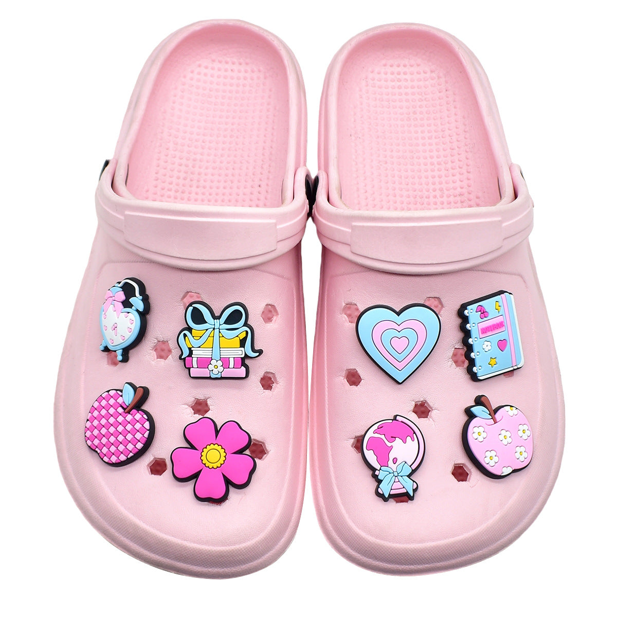 Wholesale Random 100pcs Creative learning series  PVC Soft Rubber Shoe Buckle Decoration