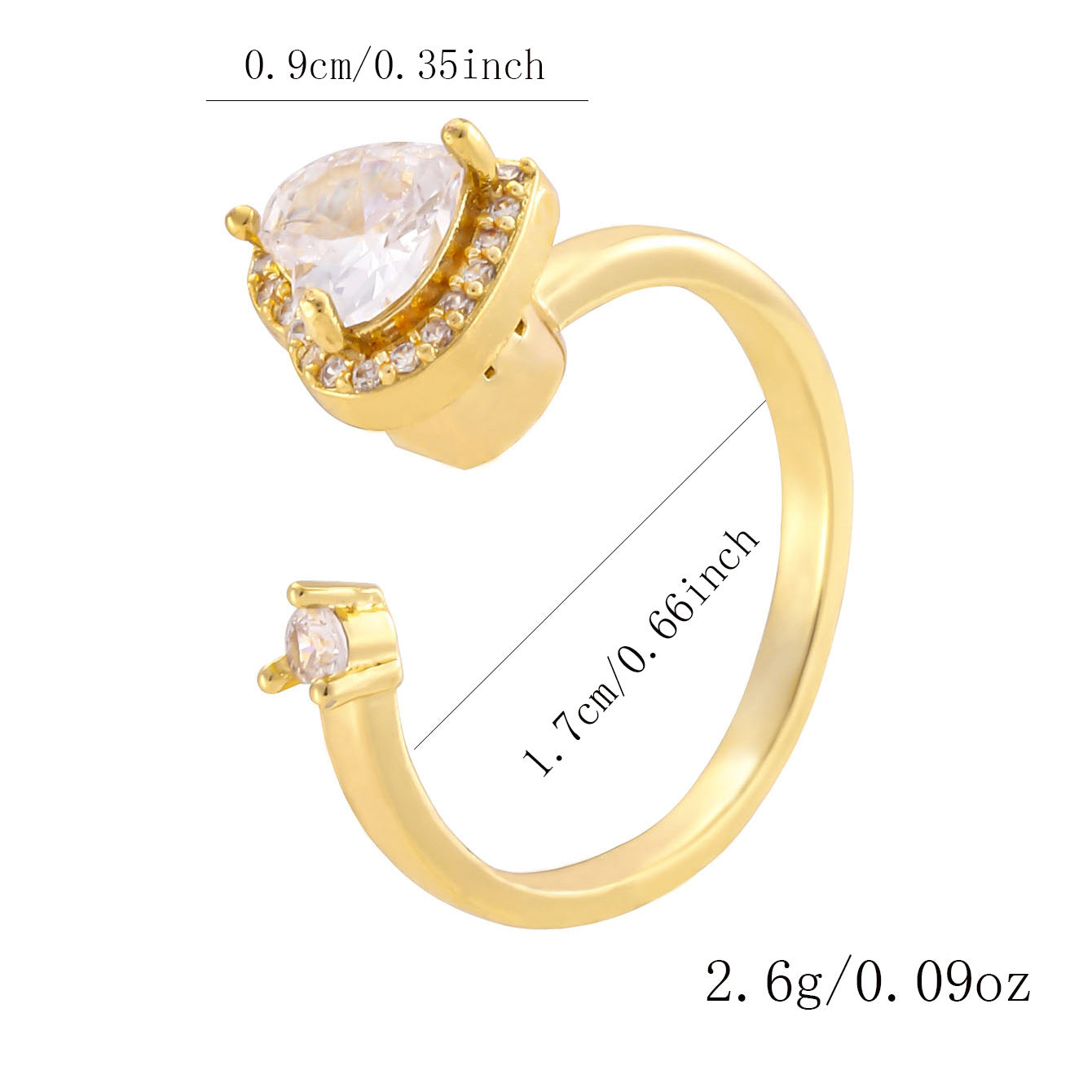 Wholesale Gold Plated Adjustable Rotating Ring Star Moon Zircon Women' s Fashion Jewelry Gift
