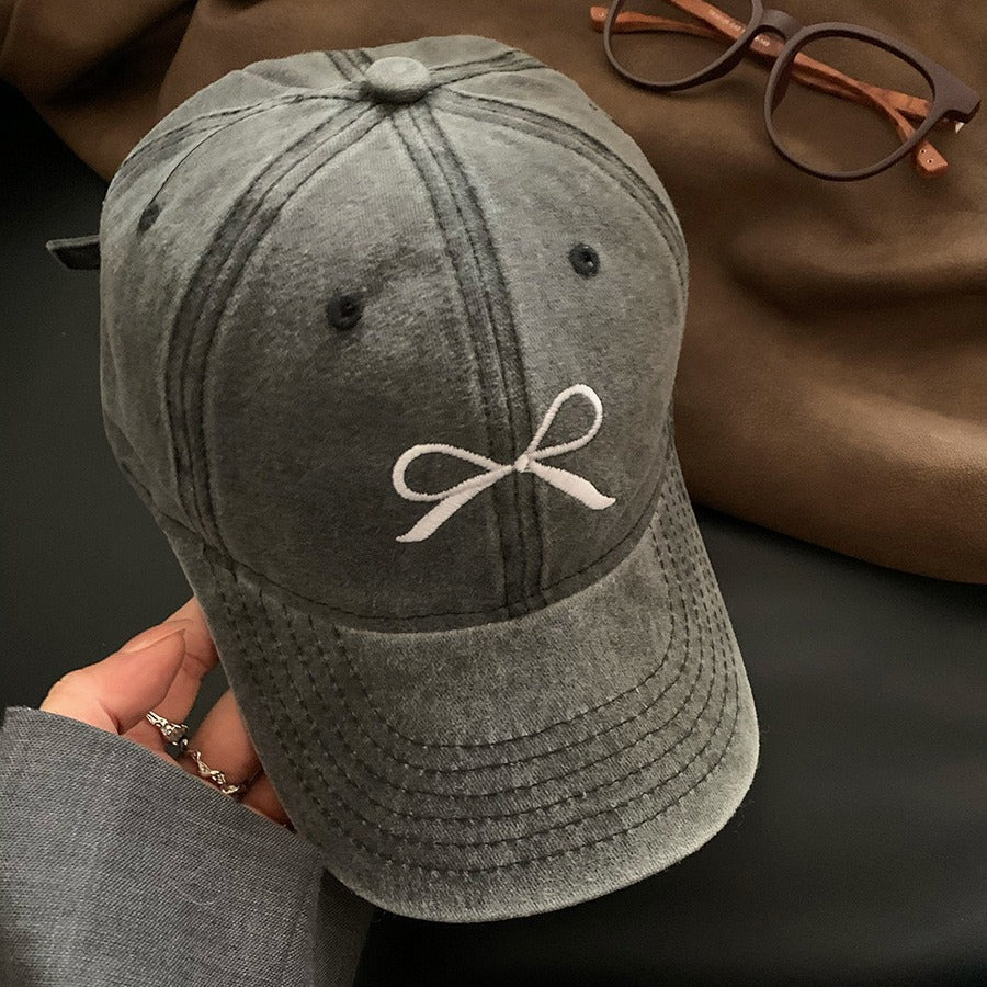 Wholesale Washed Distressed Vintage Bow Hat Embroidered Baseball Cap ACC-HT-KME004