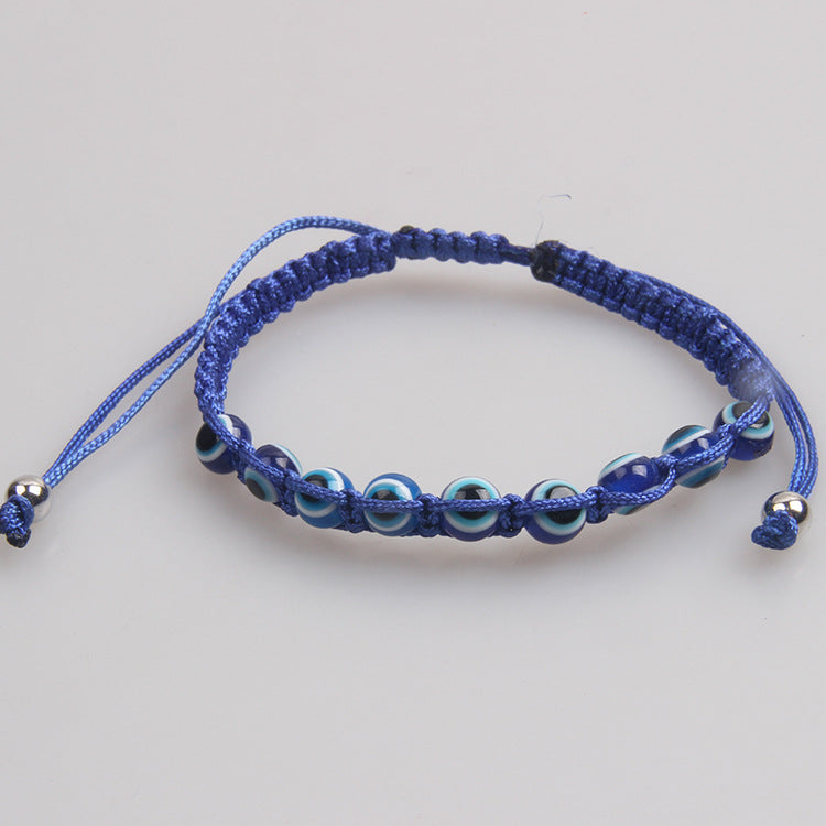 Wholesale Turtle Elephant 9 Round Beads Blue Eyes Red Rope Woven Adjustable Bracelet
