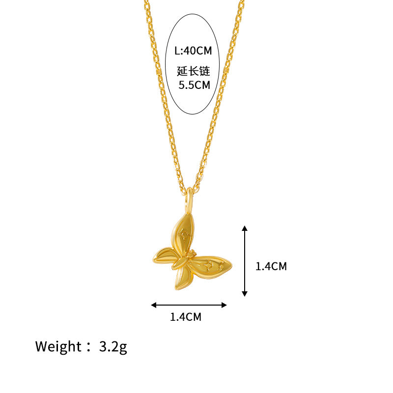 Wholesale Stainless steel  Eye Cat Zircon Copper Plated 18K Gold Color Golden Butterfly Necklaces