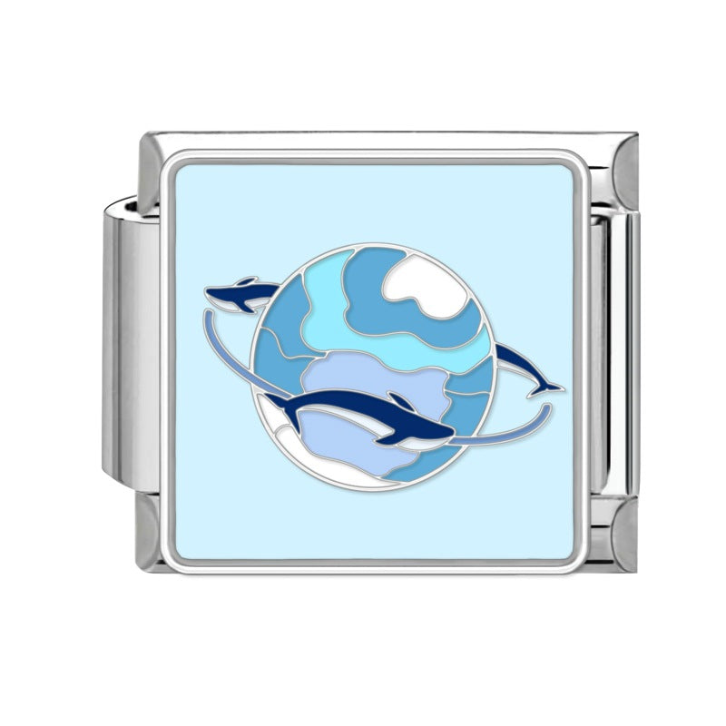 Wholesale 9mm Italian Charm Starter Bracelets DIY square Single Section Creative Stainless Steel Composable Bracelet