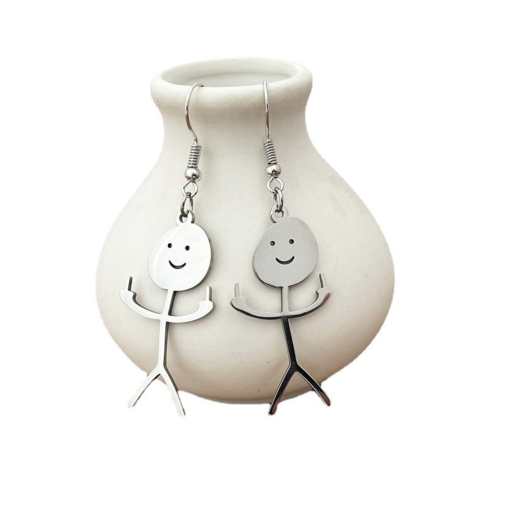 Wholesale  Funny middle finger Funny graffiti earrings