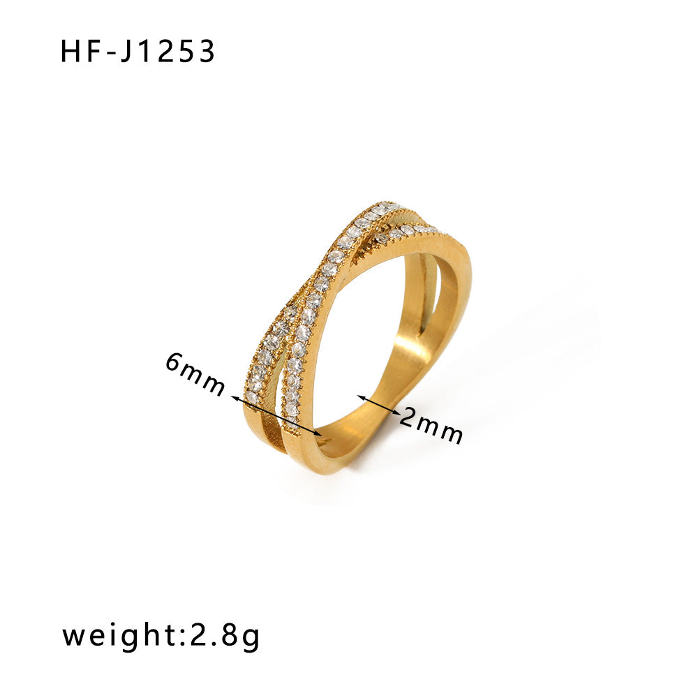 Wholesale Inlaid Zircon Open Adjustable 18k Gold Plated Stainless steel Rings ACC-RS-Xiny006