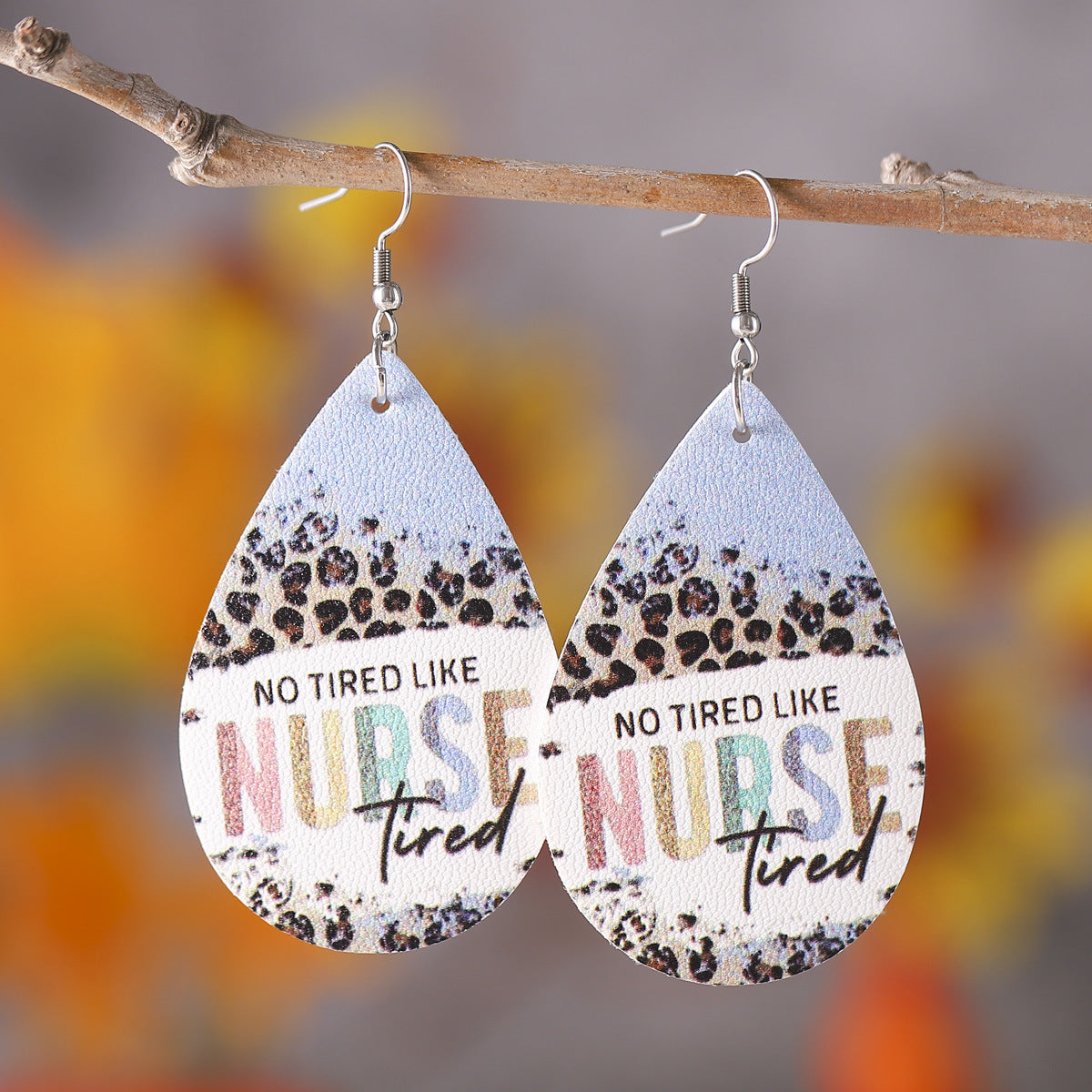 Wholesale Nurses'  Day Western-Style Leopard Print Leather Dangle Earrings