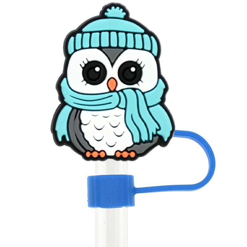 Wholesale Random 100pcs Cute Ice and Snow Series 10mm PVC Soft Straw Tube Cap  ACC-SCR-RYY109