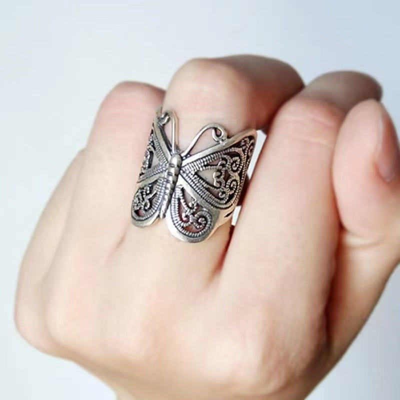 Wholesale Retro Butterfly Ring Opening Adjustable Animal Ring