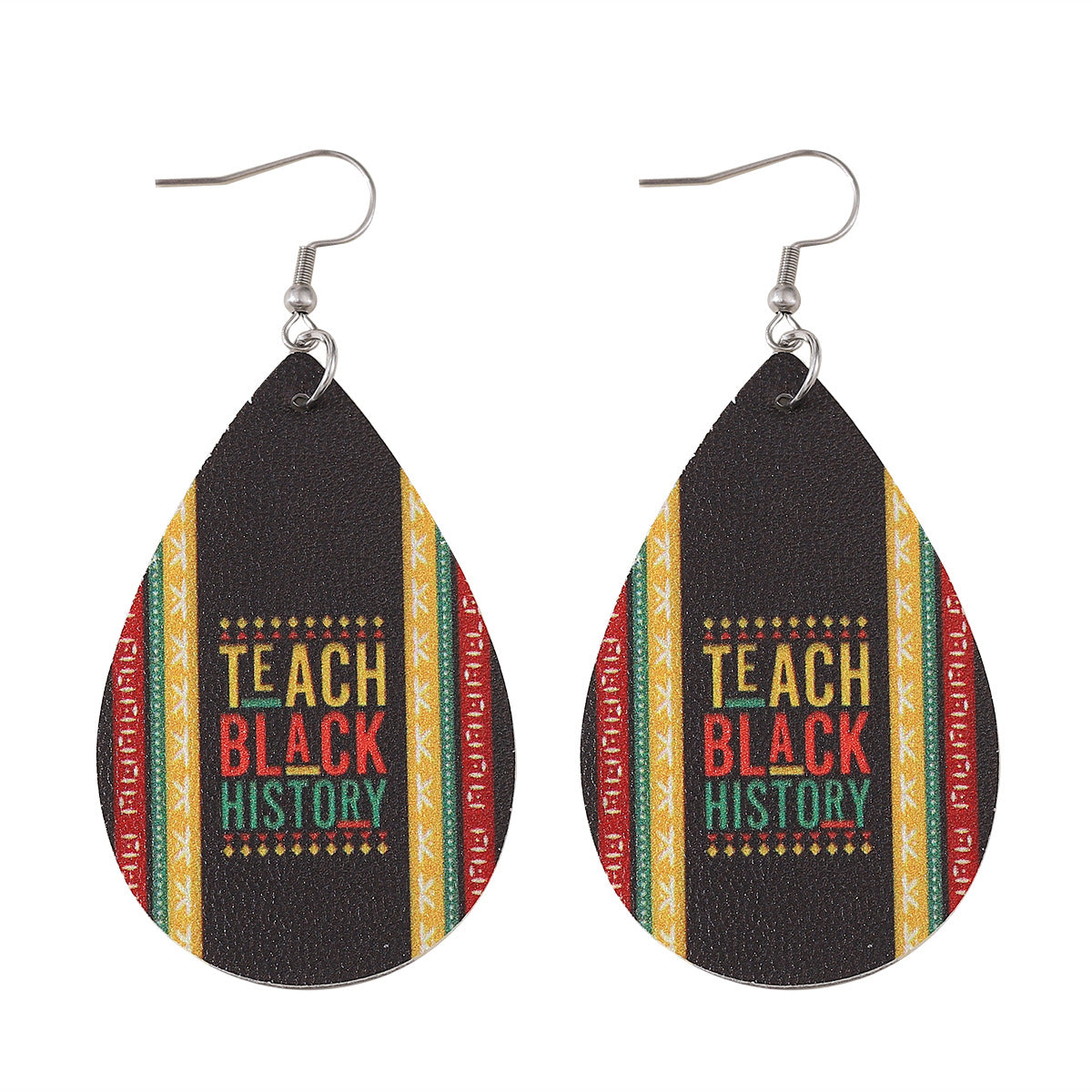 Wholesale Juneteenth Double Sided PU Leather Earrings