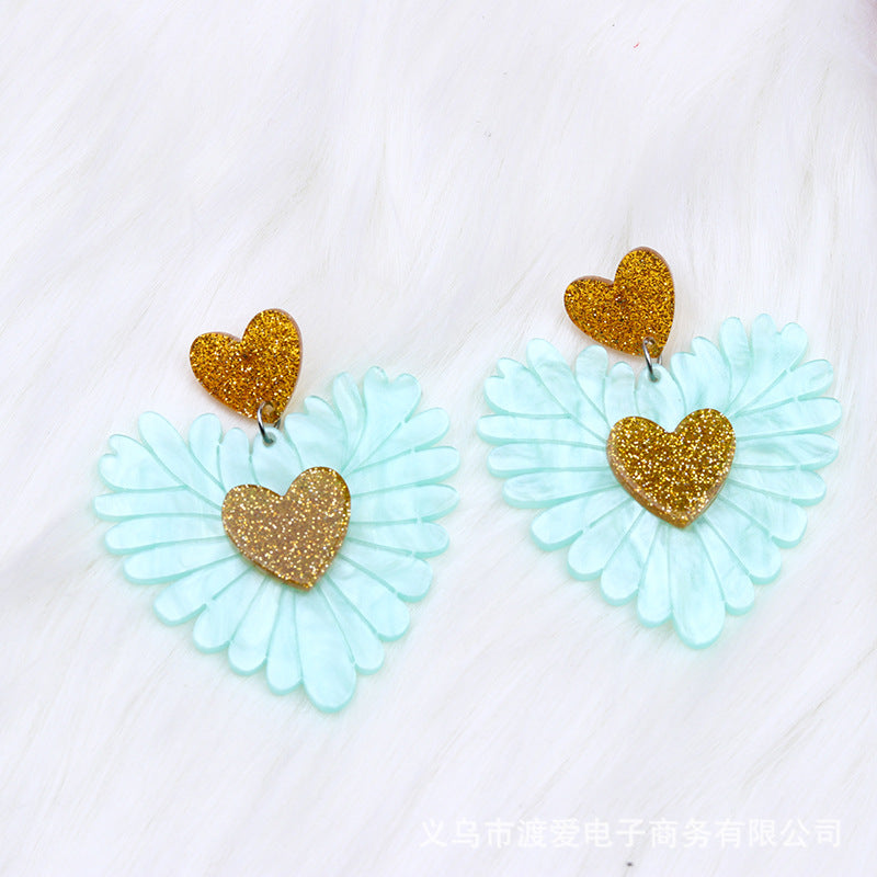 Wholesale Valentine's Day Heart Spliced Acrylic Earrings