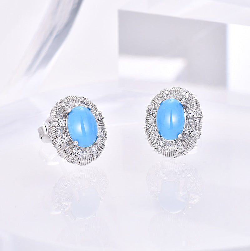 Wholesale Geometric Blue Turquoise Earrings for Women,  Copper Electroplate,  Stylish Jewelry Accessory