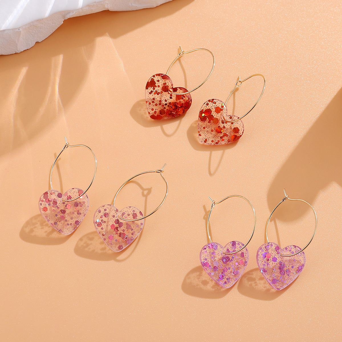 Wholesale  Acrylic Sequin Heart Earrings