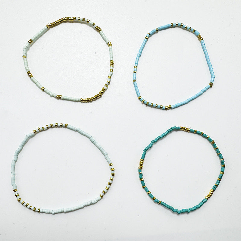 Wholesale Bohemian Glass Bead Bracelet Elastic Copper Bead Handmade Jewelry Accessory for Everyday Wear