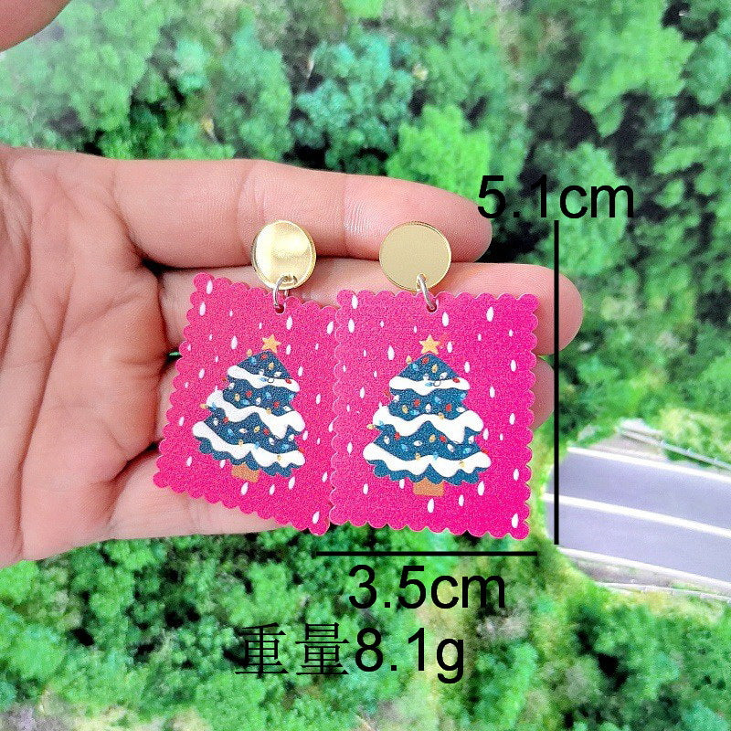 Wholesale Christmas Acrylic Earrings Snowman Bell Tree Hat Cartoon Holiday Jewelry Party Wear Gift