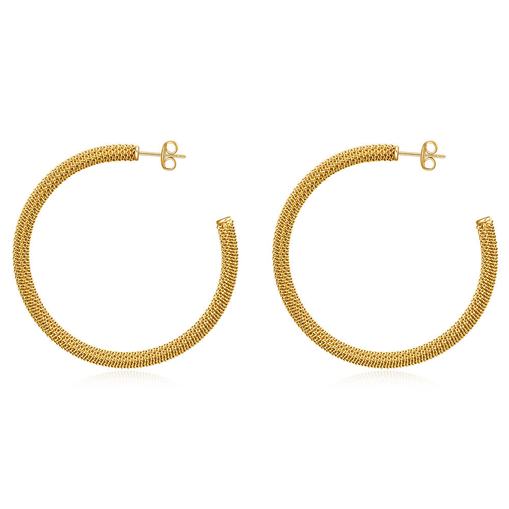 Wholesale C-shaped Titanium Steel Earrings 18K Gold Earrings with Openings ACC-ES-ZhongZhe006