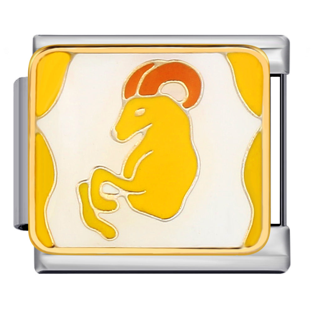 Wholesale Italian Charm Bracelet 9mm DIY Splicing Removable 12 Constellation Series Stainless Steel Composable Bracelet