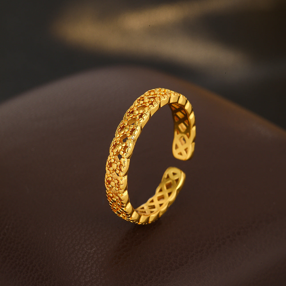 Wholesale Geometric Hollow Out Adjustable Ring For Women Copper Zircon Fashion Jewelry Gift