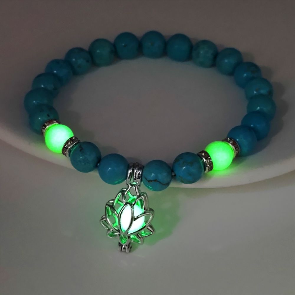 Wholesale  White Turquoise Luminous Lotus Bracelet
