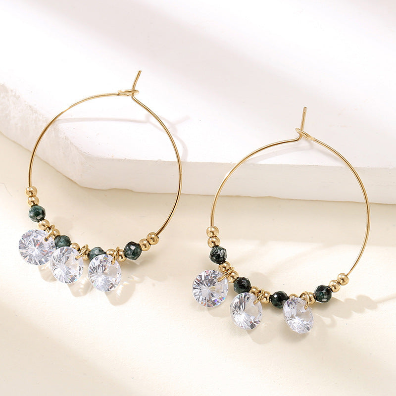 Wholesale stainless steel zircon simple earrings