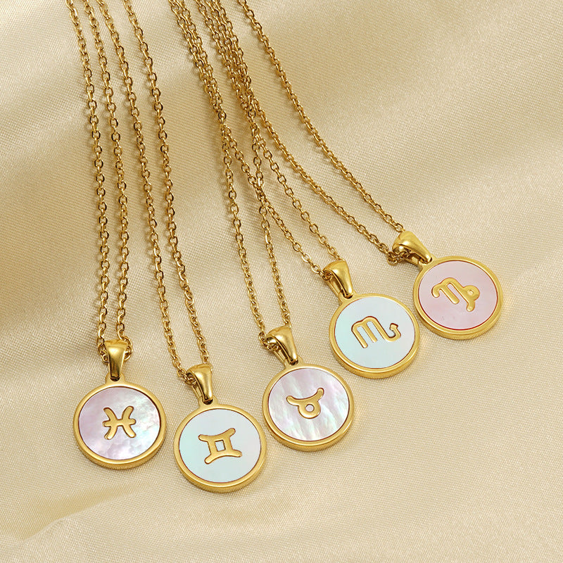 Wholesale Titanium Steel Necklace Twelve Zodiac Necklace Constellation Necklace ACC-NE-ZhongY014