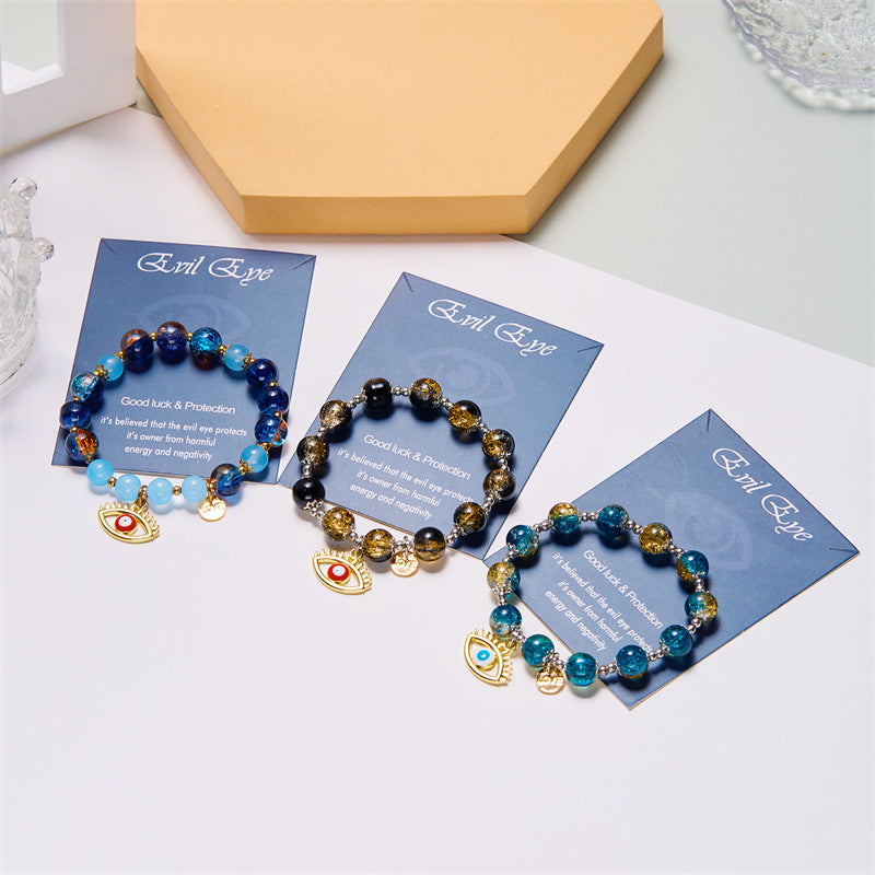 Wholesale  creative Crystal Turkish Devil's Eye beaded bracelet
