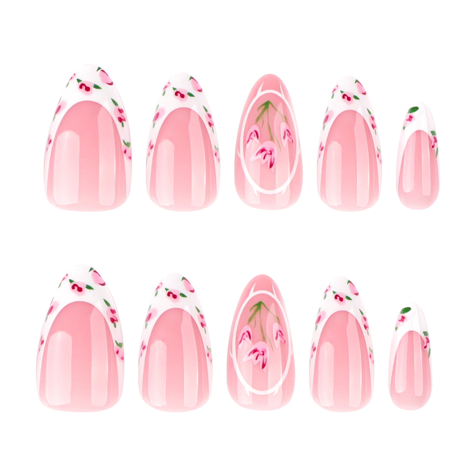 Wholesale 24 Pieces/box Tulip Flower Nails Kits Nail Stickers