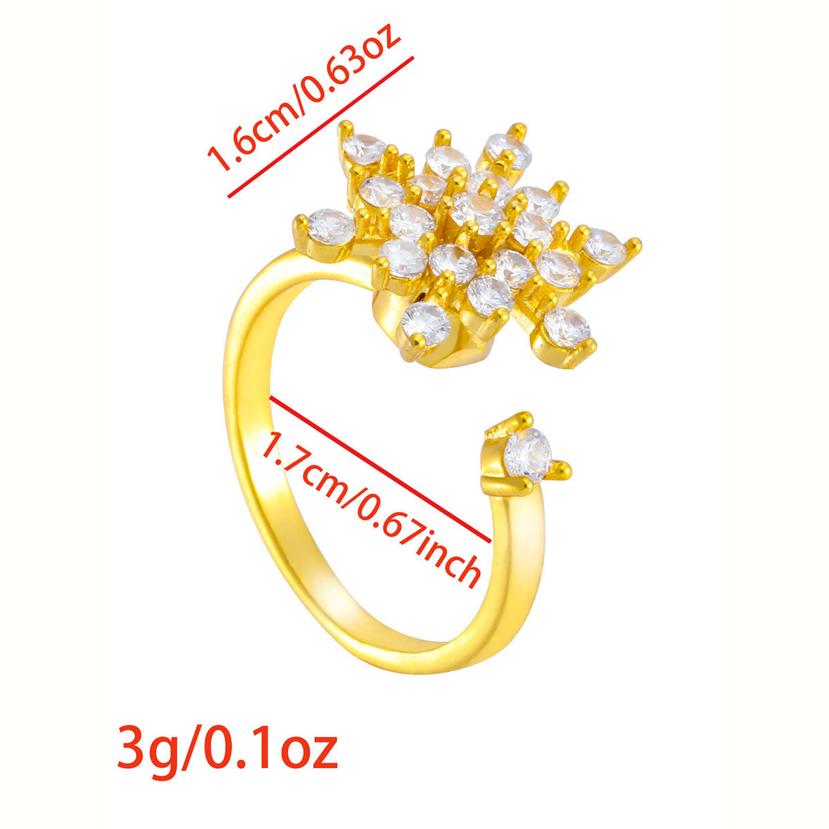 Wholesale Gold Plated Adjustable Rotating Ring Star Moon Zircon Women' s Fashion Jewelry Gift
