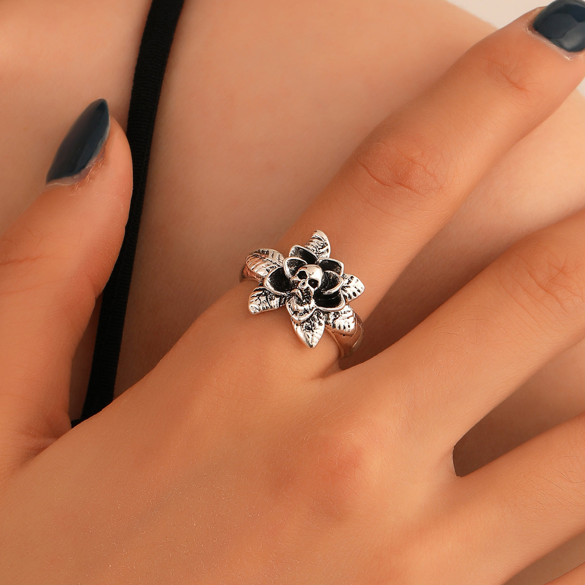 Wholesale Gothic Skull Ring Punk Exaggerated Alloy Open Ring