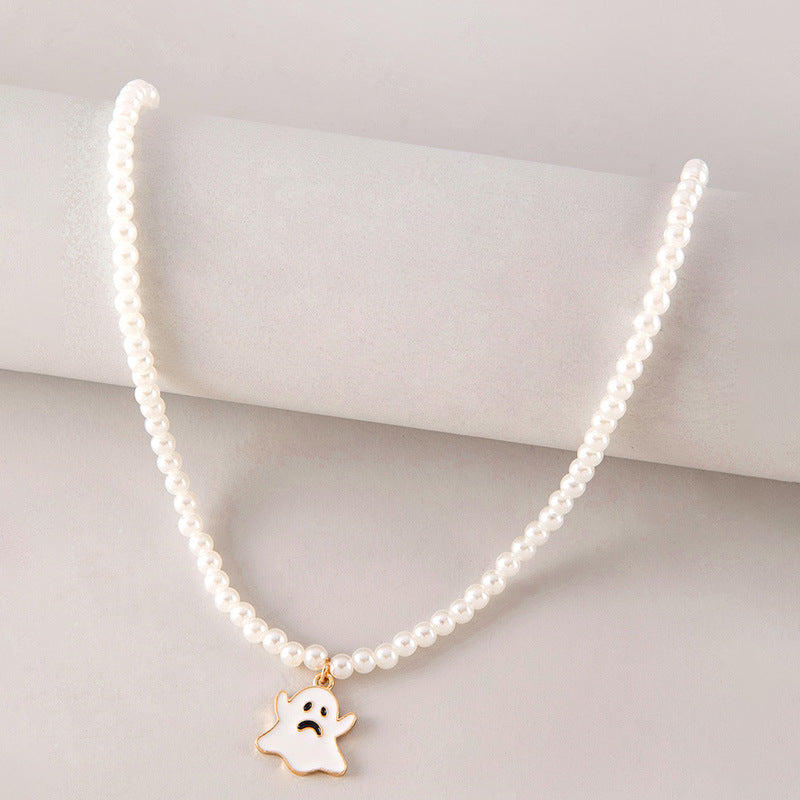 Wholesale  pearl white oil dripping ghost necklace  ghost necklace