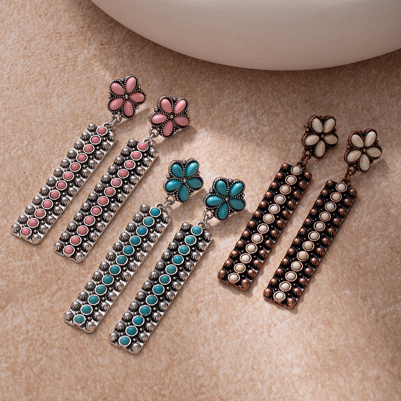 Wholesale Turquoise long drop earrings