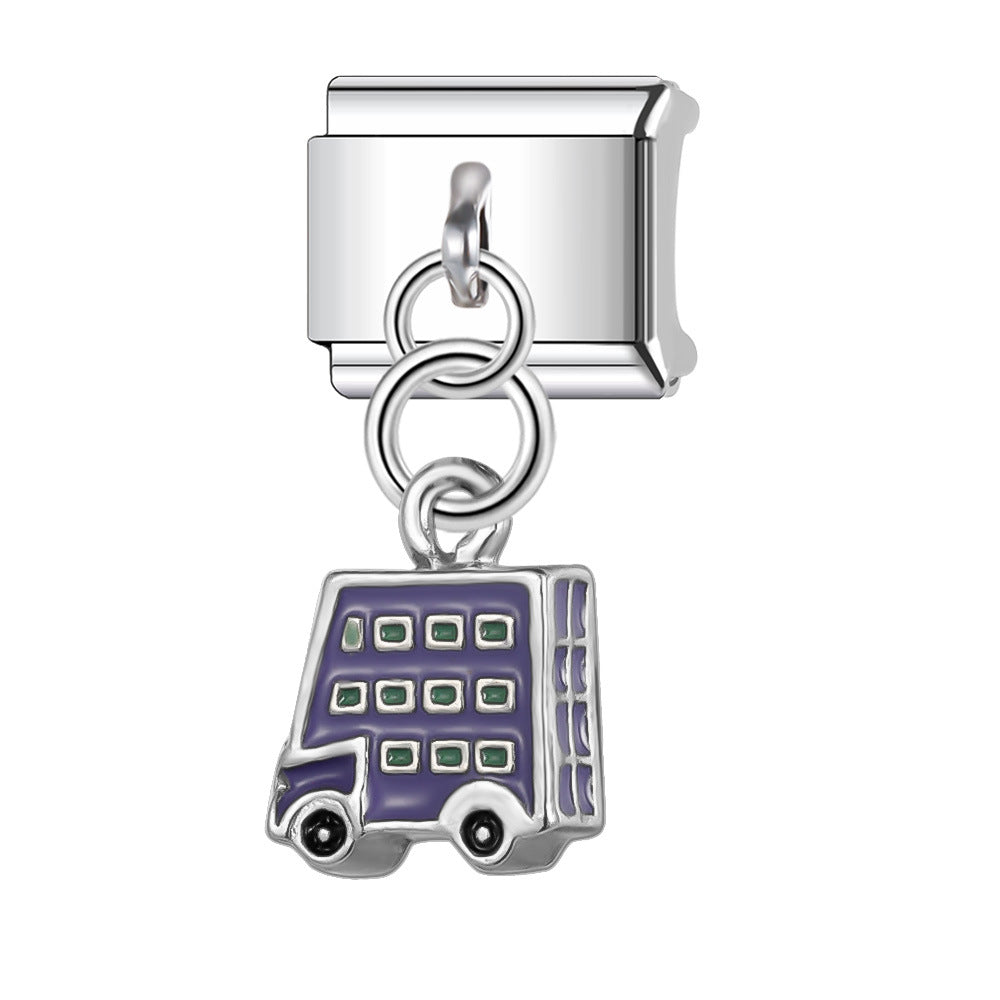 Bracelet de charme italien en gros de 9 mm Série d'avion à boule de bricolage Bracelet composable en acier inoxydable